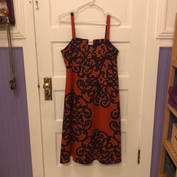 Vintage Merona Dress. Burnt Orange and Purple. Size 12. - Picture 2 of 10